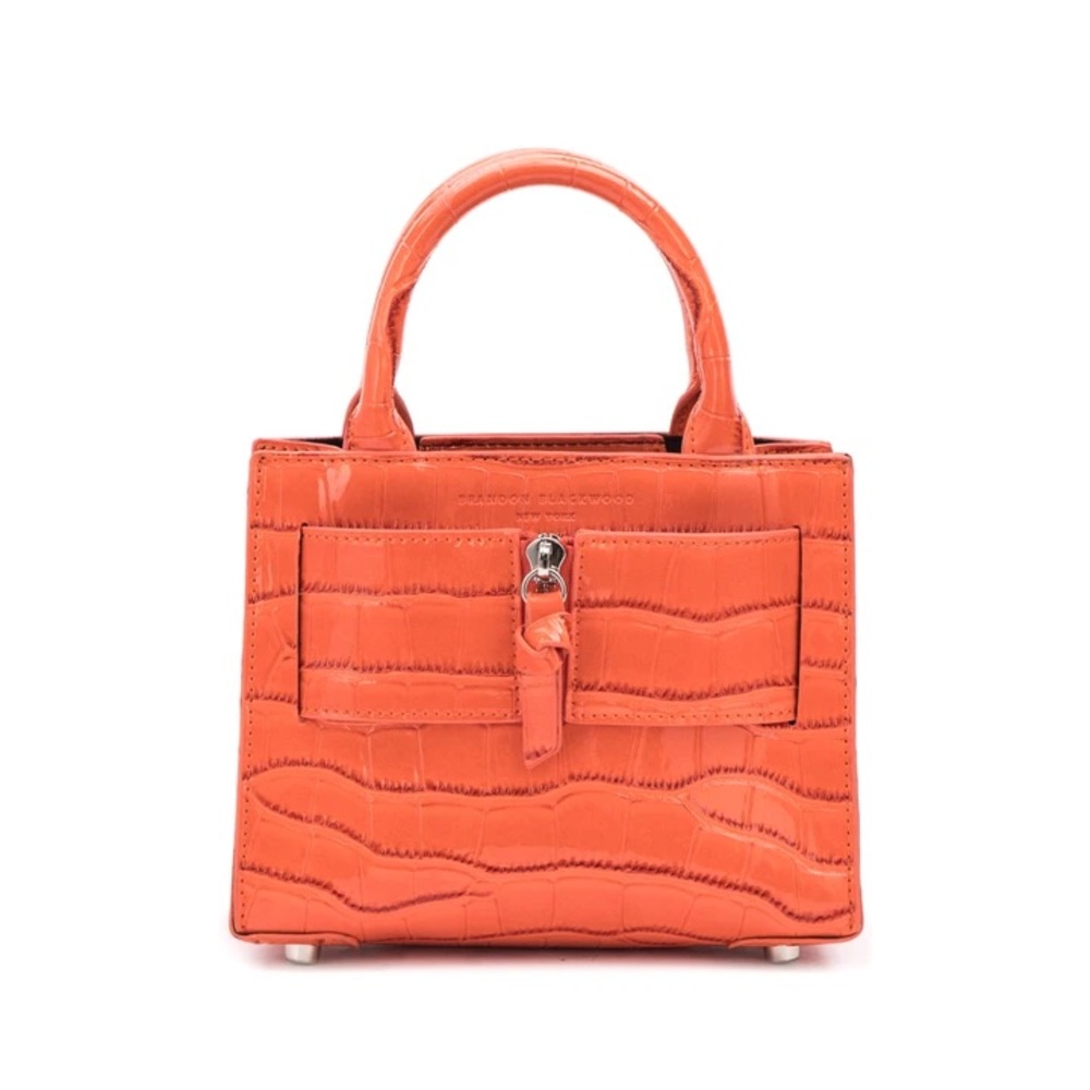 SOLD- Brandon Blackwood Orange Croc Kuei Purse